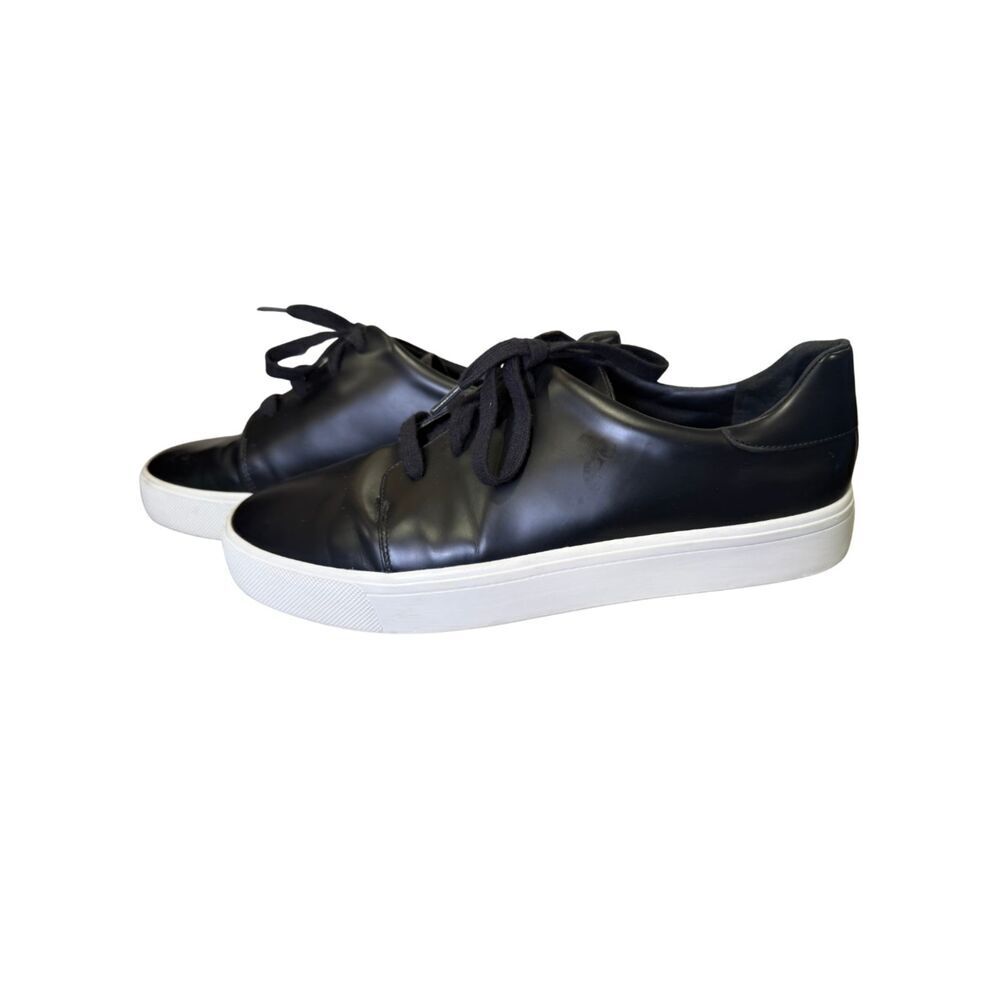 VINCE Bale Lace-Up Sneakers, Black Leather, Size 9